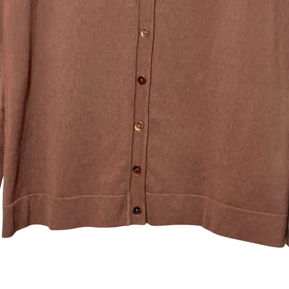 August Silk Silk Blend Chocolate Brown Long Sleeve Button Front Cardigan Sweater - Picture 5 of 11